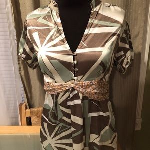 🆕 BCBGMAXAZRIA SS Tie-Back Blouse NWT